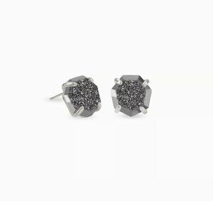 Kendra Scott Davie Stud Silver Earrings In Platinum Drusy